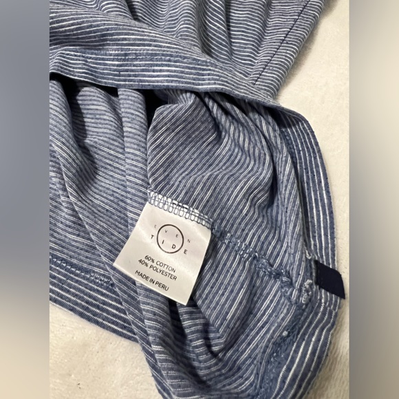Men blue with stripes fashion t-shirt by Even Tide size Small - Picture 6 of 6
